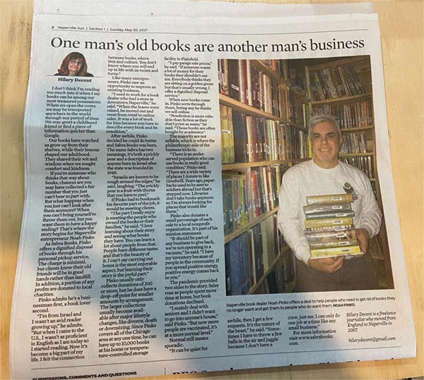 Image of a newspaper article about Sabra Books. No text is available, this is only an image. 